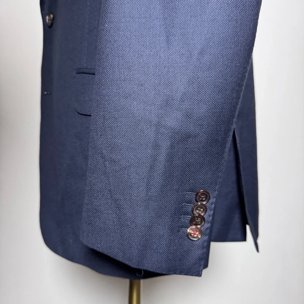 Suitsupply Blazer Mens‎ 44R Navy Blue Solid Wool Sienna Vitale Barberis Canonico